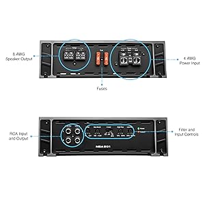 8 awg speaker output 4 awg power input rca input and output