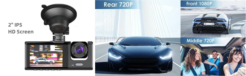 3 Channel Dashcam for Cars