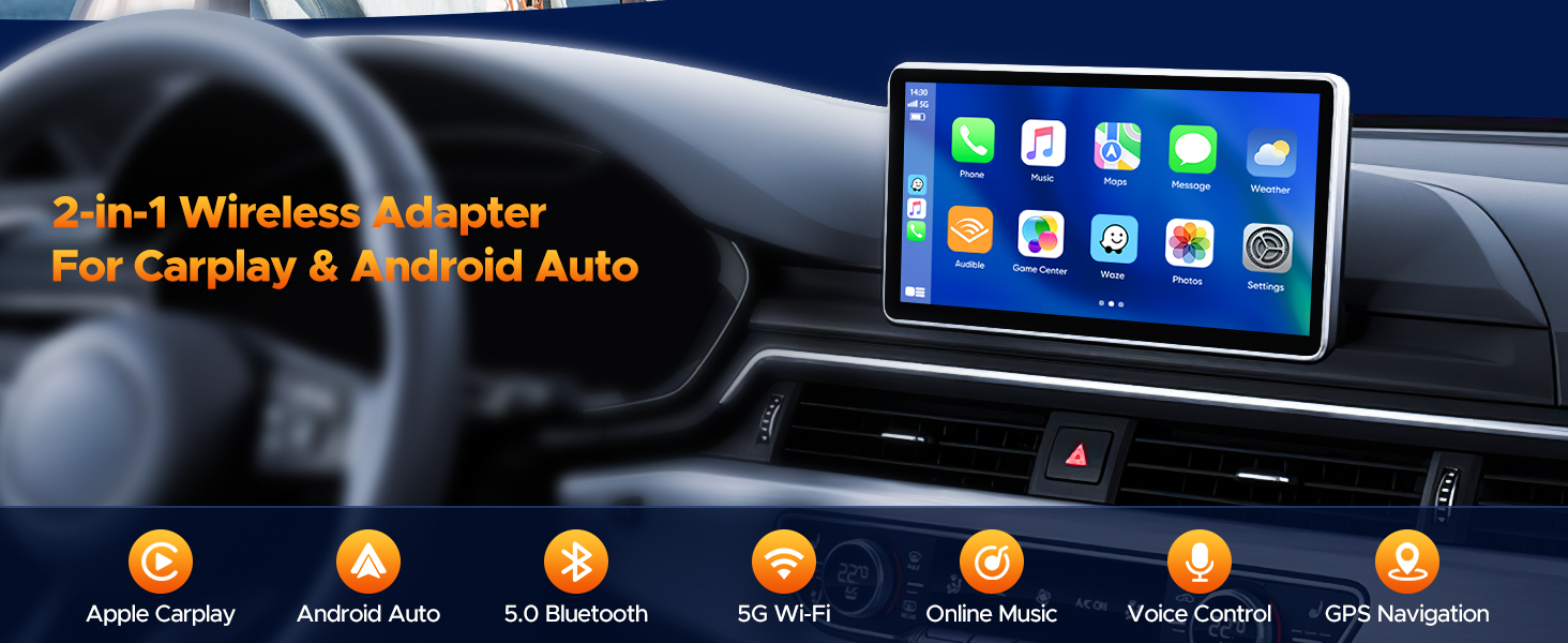 2 in 1 Wireless CarPlay Adapter Android Auto Wireless