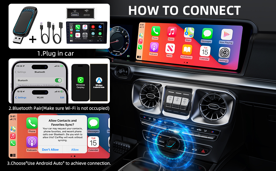 Wireless CarPlay Adapter and Android Auto Wireless Adapter