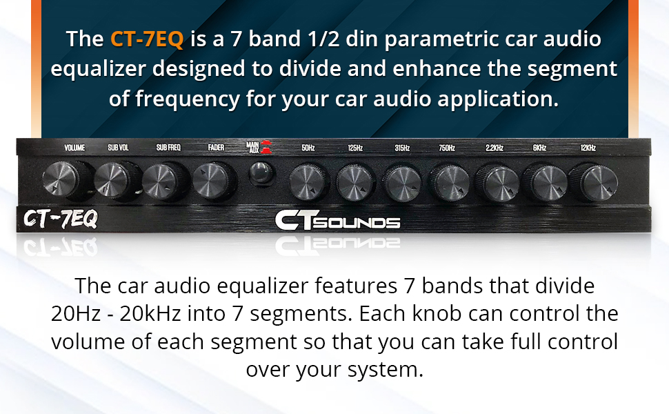 7-band eq 1/2 din parametric car audio equalizer