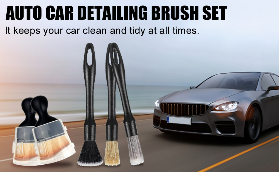 FINEASY 5 PCS Auto Car Detailing Brush Set, Car Interior Cleaning Soft Brushes