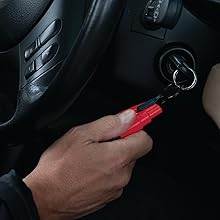 resqme seat belt cutter and window breaker key chain car escape tool