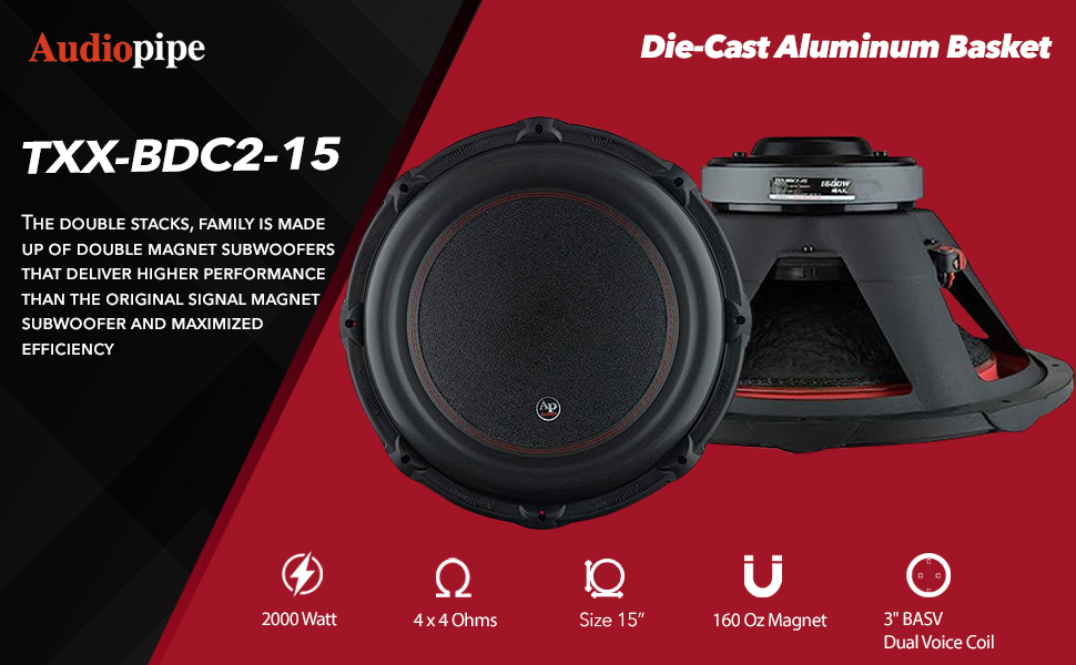 TXX-BDC2-15 15" Double Magnet Subwoofer