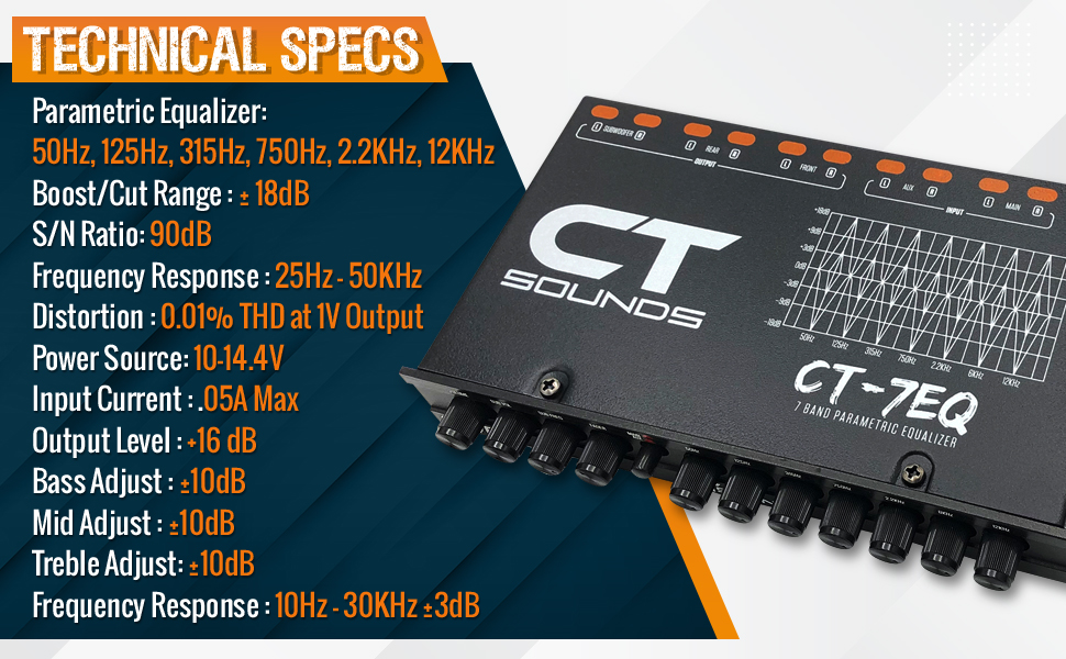 parametric car audio equalizer 7-band 1/2 din eq car