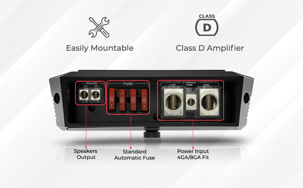 1 channel car audio amplifier compact design high quality Monoblock amplifier