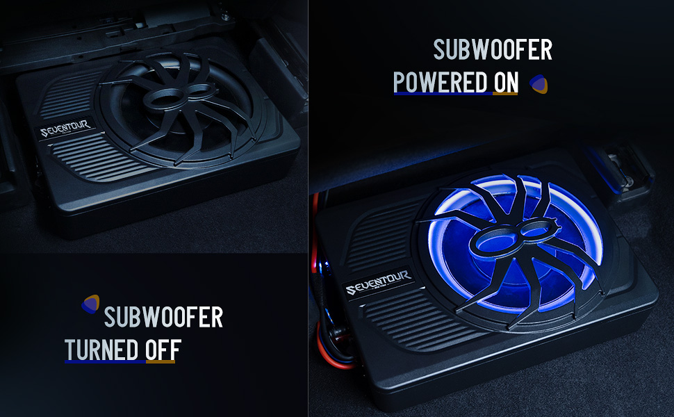 Slim Under-Seat Active Powered Subwoofer Sub for Cars/Trucks