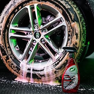 Hyper Foam Wheel Cleaner next to car wheel