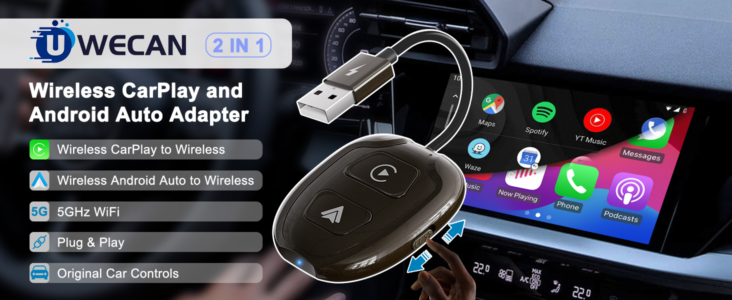 Wireless CarPlay und Android Auto 2 in 1 Adapter