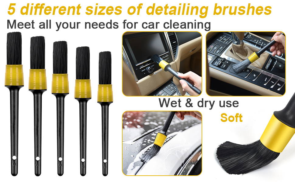 5 different sizes of detailing brushes