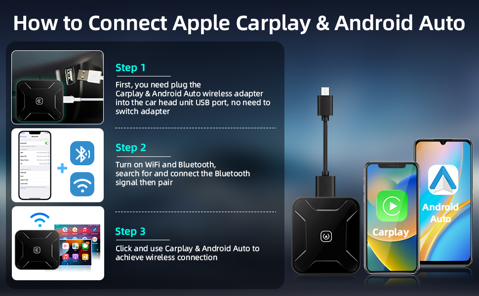 wireless apple carplay android auto adapter drive mate