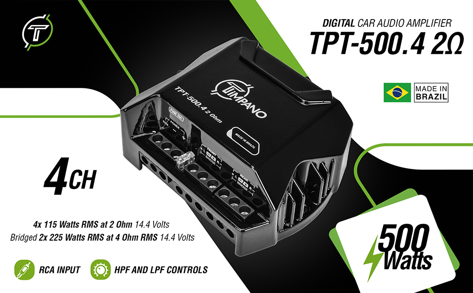 TIMPANO TPT-500.4 4 Channel Digital Car Audio Amplifier