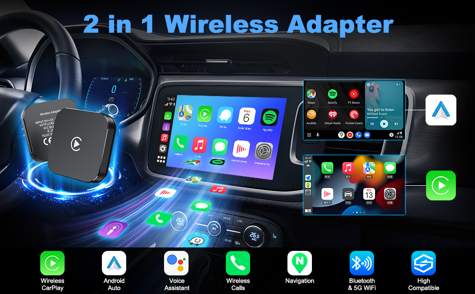 wireless car play adapter android auto wireless