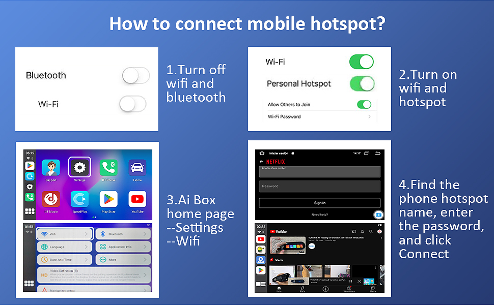 Wireless CarPlay & Android Auto Adapter with Netflix YouTube Google Play